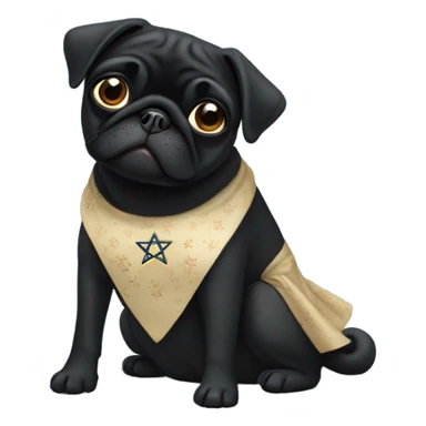Black pug in a Jewish star dress sticker