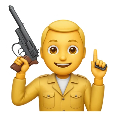 Smiling yellow emoji guy with gun to his head sticker