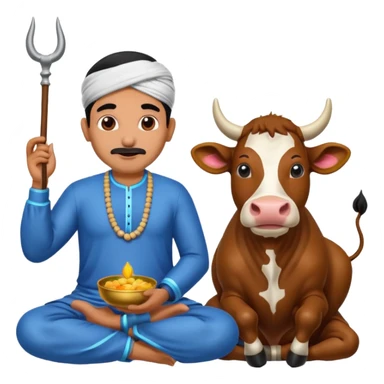 Indian man worshipping cow sticker