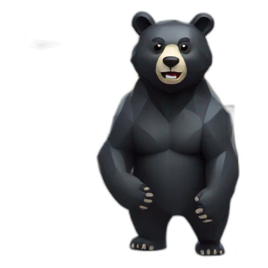 Happy Lowpoly black bear with gas station sticker