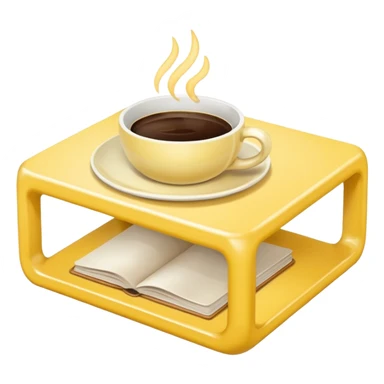 light yellow coffe table, coffee on top
 sticker