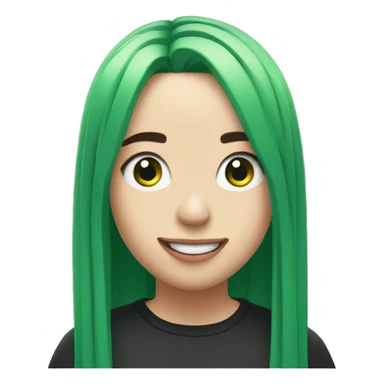 happily surprised Billie Eilish with green hair sticker