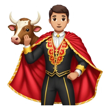 bull fighting where man has red blanket and bull runs past it sticker