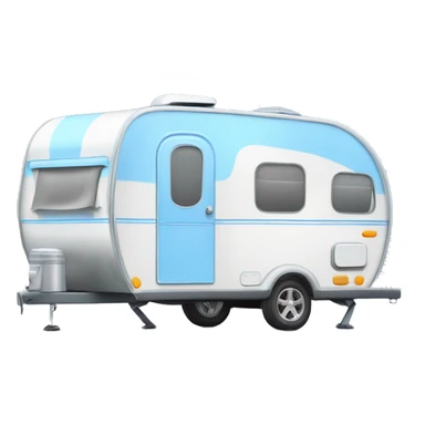 Realistic baby blue camping travel trailer isolated.  sticker