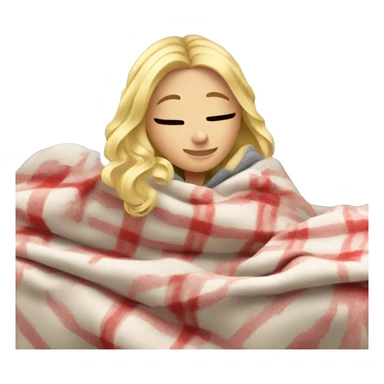 blonde girl with cozy blanket on christmas sticker
