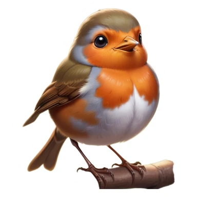 Cinematic Cute Robin Portrait Emoji, Head tilted playfully and inquisitively, featuring a charming, petite form with a vibrant red breast, round, sparkling eyes full of gentle mischief, and a delicate, beak-like smile, Simplified yet irresistibly adorable features, highly detailed, glowing with a warm, inviting glow, high shine, affectionate and lively, stylized with a touch of whimsical woodland charm, soft glowing outline, capturing the essence of a mischievous yet endearing robin that seems as if it could sing out of the screen into your heart! sticker