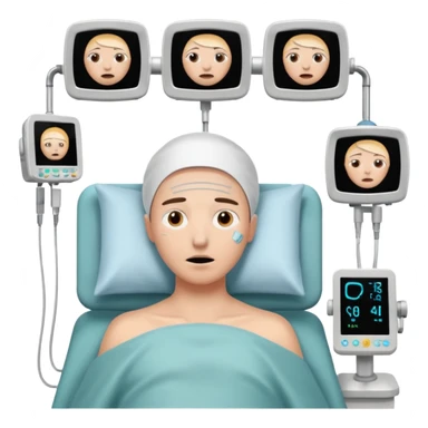 a PATIENT waking up before a surgery, with monitors and sleeping, THEY HAVE OPEN EYES OMG I SAID SLEEPING sticker