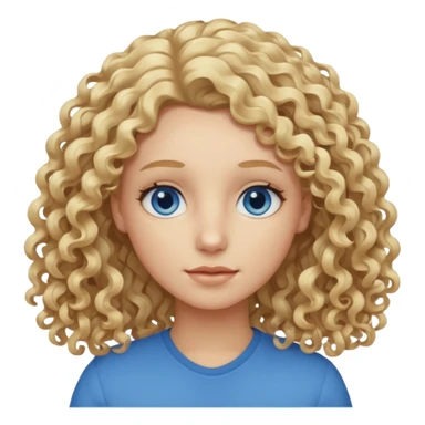 Curly blond blue eyes. Long hair cool beige blond. Longer hair sticker
