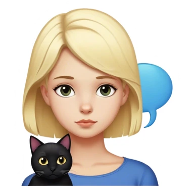 Blonde girl with black cat in thought bubble sticker