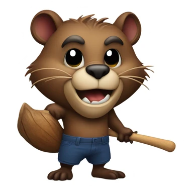 An evil beaver with a bat in his hands sticker