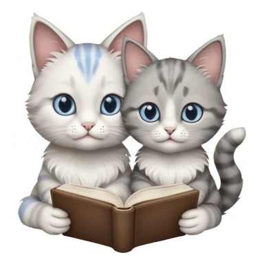 A cute mother cat and kitten reading a book together sticker