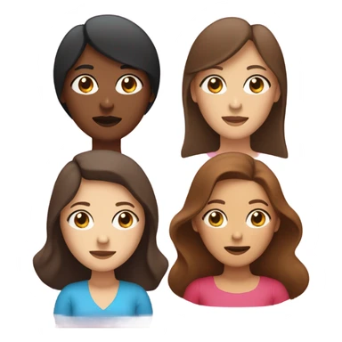 two ladies in love with a heart. the one on the left is a white lady with blue eyes and a brown bob with a pink shirt. the second is a venezuelan lady with brown eyes and dark brown hair with a red dress sticker