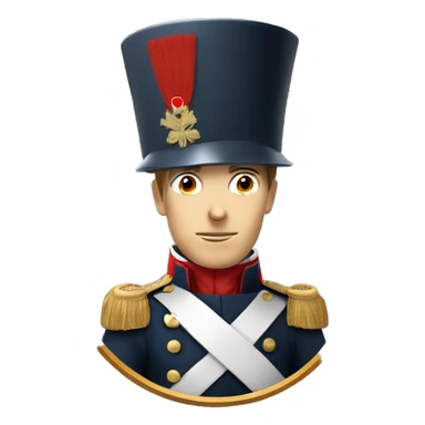 French soldier with white skin of Napoleon era in cylinder hat sticker