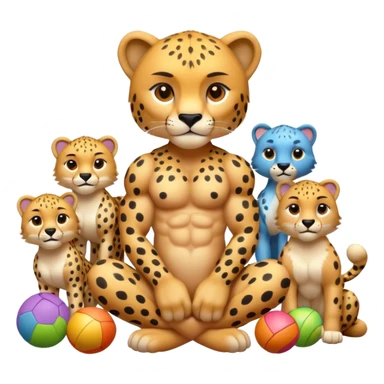 cheetah with a body and toys sticker