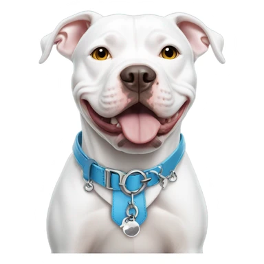 White pitbull with collar that says Ice sticker