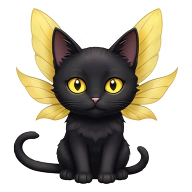 Black cat fairy wings short hair yellow eyes sticker