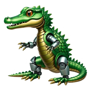 baby crocodile with robot hands sticker