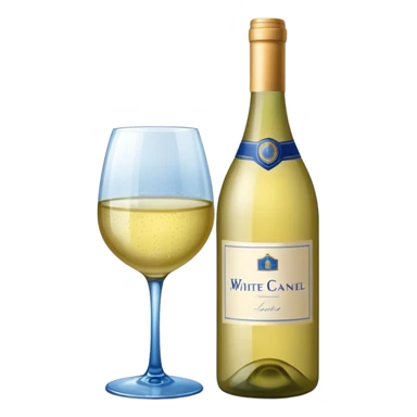 bottle of white wine with blue label sticker