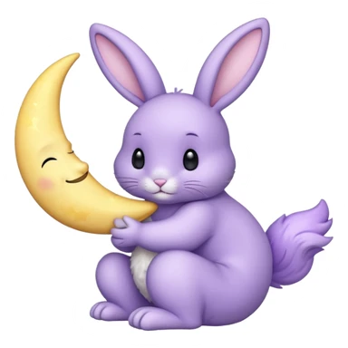 Lavender bunny holding a moon 🌙 🐰 sticker