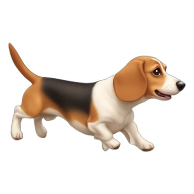 a fat little dachshund-beagle running, viewed from the side sticker
