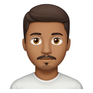 Young man with medium brown skin, mixed-race ethnicity, long dark brown hair with middle part, goatee, mustache, and medium brown eyes, head only sticker