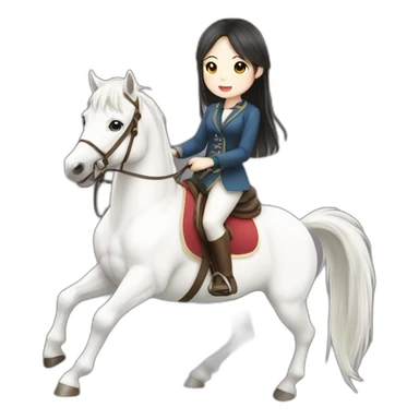 white horse riding japanese cute girl sticker