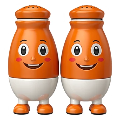 make a salt and pepper but make the pepper orange and make them both have legs and faces
 sticker