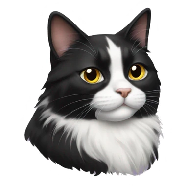 cute long haired tuxedo cat sticker