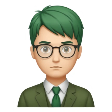 Man with Green Ponytail – dark-green tied hair, calm serious face. sticker