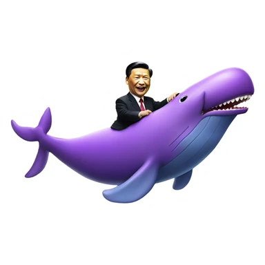xi jinping riding purple whale with open mouth sticker