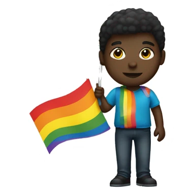 Dark skin colour person holding gay flag  sticker
