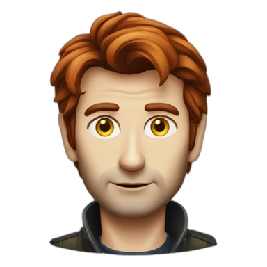 David Tennant, red hair, yellow snake eyes sticker