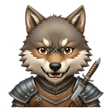 wolf face, mogolian ancient army with small knife sticker