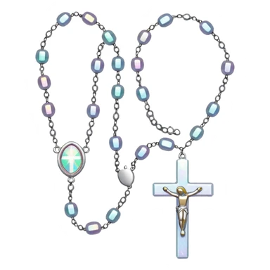 White glittery rosary prayer beads sticker