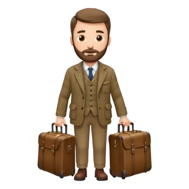 SCOTTISH MAN WITH STUBBLE BEARD TRAVELLING WITH SUITCASE AND BAGS sticker