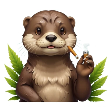 a otter smoking a joint surrounded by marijuana fumes sticker