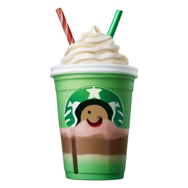 Peppermint Starbucks Frappuccino with one straw sticker
