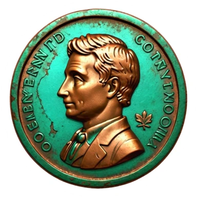 3D render of Old Penny, heavily oxidized copper texture, verdigris patina, Brown coin turning green on edges, weathered bronze aesthetic, ancient decay, Apple emoji style, isolated on white background --v 6.0. sticker