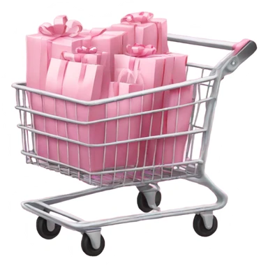 shopping cart full of light pink gift bags sticker