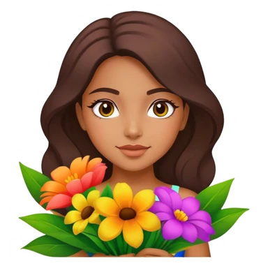 Brazilian girl with bouquet of flowers sticker