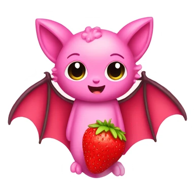 pink bat cute with strawberry sticker