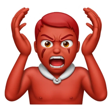 Create an emoji choking violently with hands on neck looking mad sticker