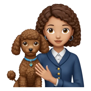 Asia tie up hair girl with brown poodle say good bye sticker