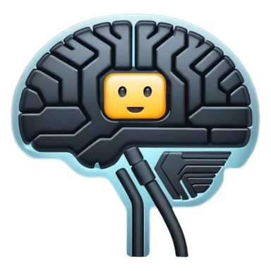   Create an emoji in which it is representing AI brain like chip in black color professional and luxury  AI sticker