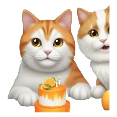 Orange cat, white and gray cat, gray and black cat birthday party sticker