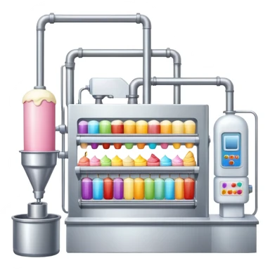 Ice cream factory with machines and production lines sticker