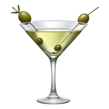 martini glass with 3 olives. no straw, just 1 stick that the olives will be stuck on. olives should have the same size. no leaves at all. liquid should be more white/clear than greek  sticker