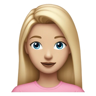 I 21 year old girl with warm blonde hair and blue eyes in a pink shirt. She was makeup on that’s natural and subtle pink lips sticker