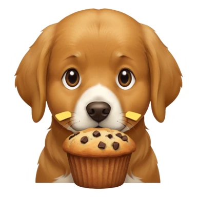 a dog sniffing a muffin sticker
