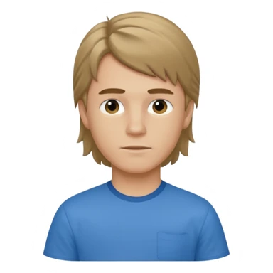 boy with dark blonde hair in a mullet with a neat blue shirt (blouse) sticker